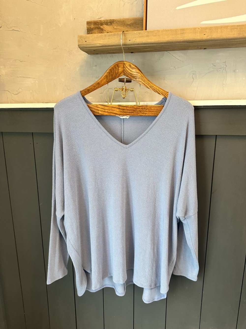Before You Light Blue Gray V-Neck Knit Top‎ size 3X